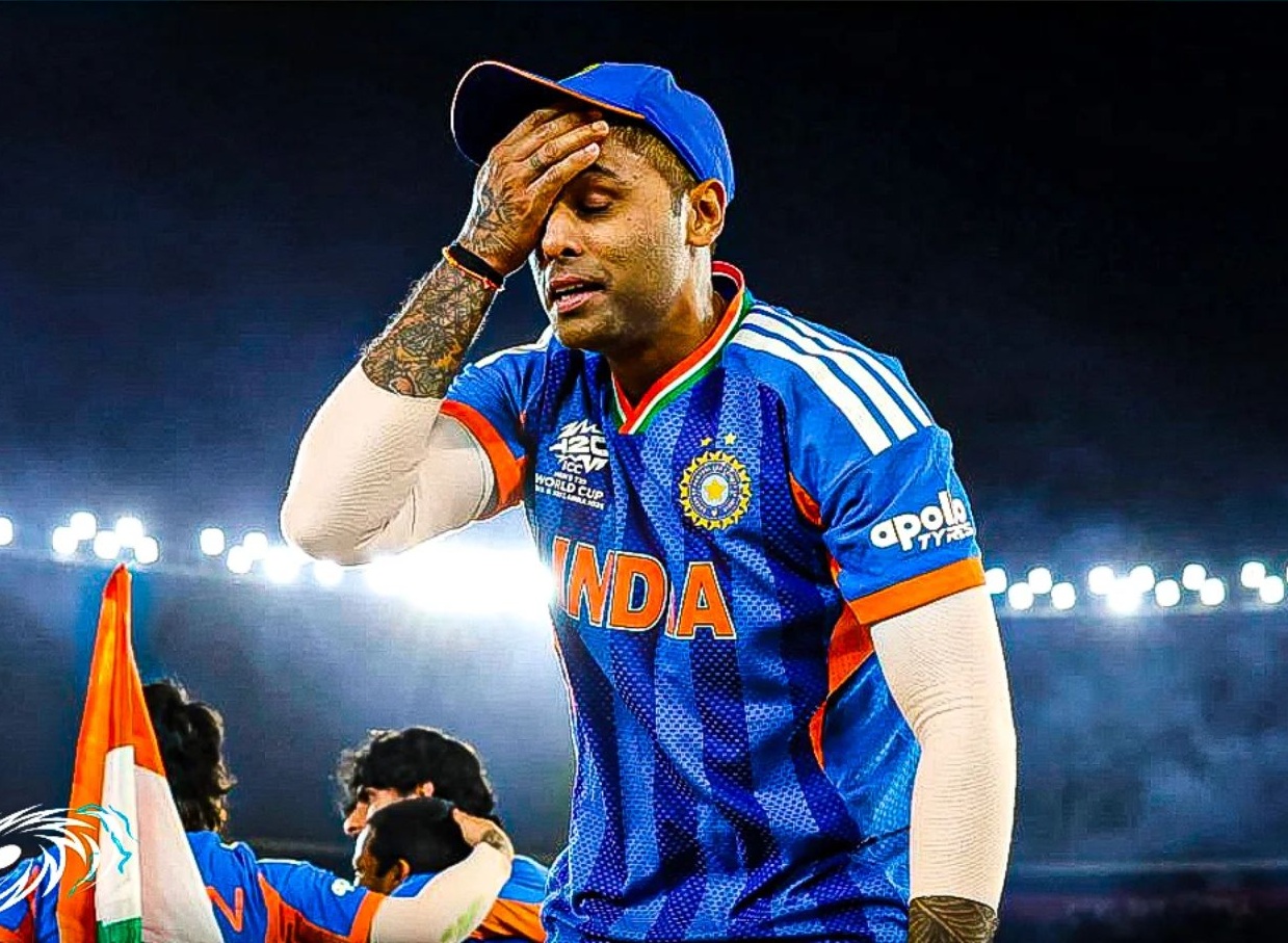 Suryakumar Yadav applying pitch soil tilak after winning T20 World Cup 2026 final Ahmedabad